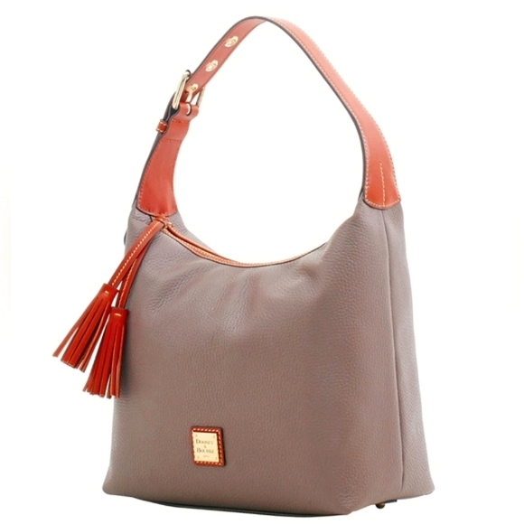 DOONEY & BOURKE PAIGE SAC PEBBLED LEATHER TASSLED HOBO BAG IN ELEPHANT BNWOT - Picture 16 of 16